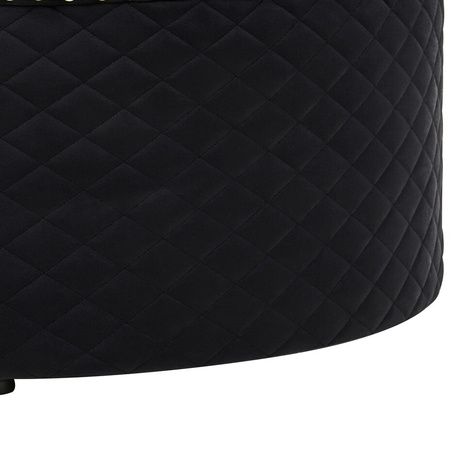 image 1 of Interiors by Premier Round Black Velvet Ottoman Black