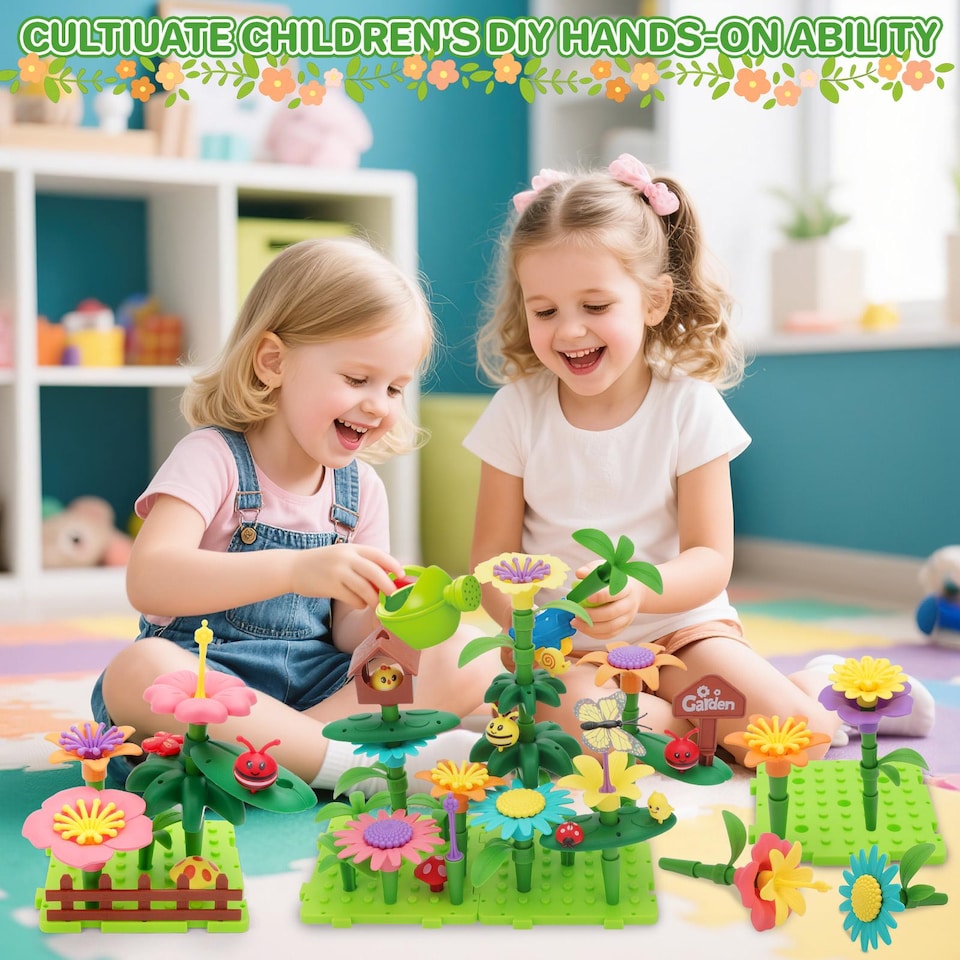 image 1 of 191 PCS Flower Garden Building Toys for Girls STEM DIY Construction Playset for Kids