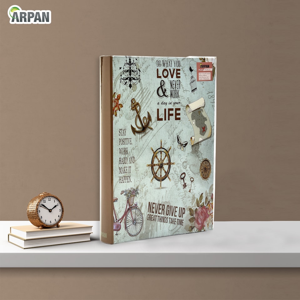 image 1 of ARPAN Slip In Case Memo Photo Album for 300 Photos 4x6" (10x15cm) – Hardcover Picture Album with Memo Writing Space for Family, Wedding & Travel Memories