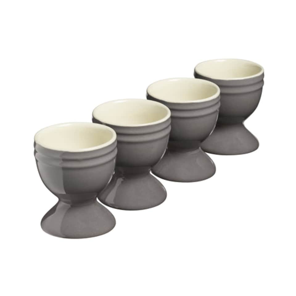 image 1 of Cooks Professional 4 Piece Egg Cup Set - Dishwasher Safe Stoneware | Grey | Grey | 4