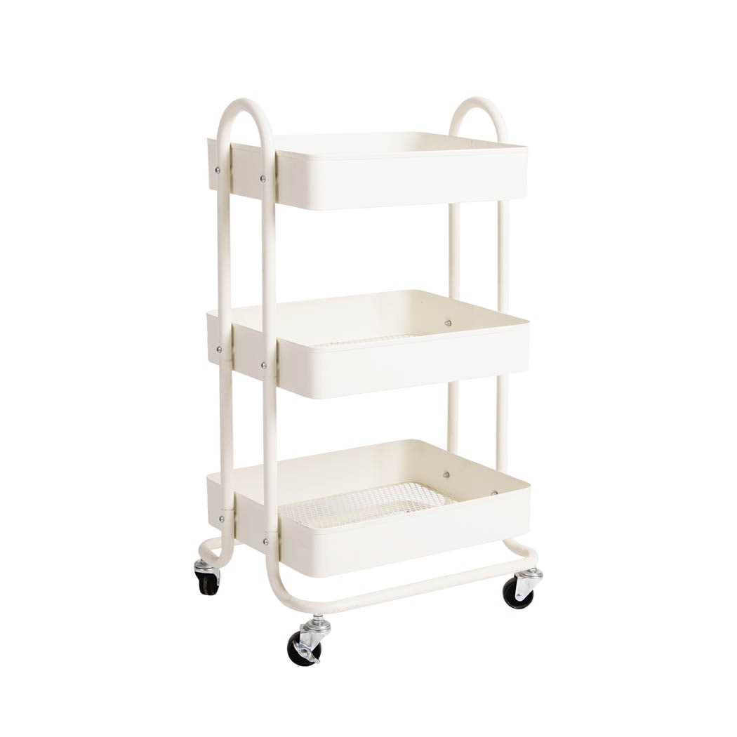 Levede 3 Tiers Kitchen Trolley Cart | White | White