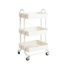 Levede 3 Tiers Kitchen Trolley Cart | White | White