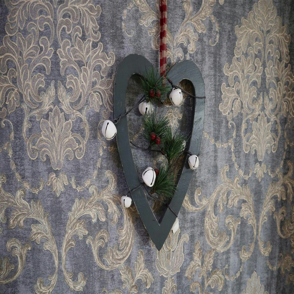 image 1 of 23cm Green Heart Decorations