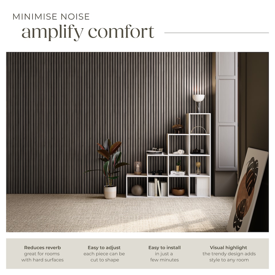 image 1 of Acoustic Wall Panels with Wood Veneer Slats, Thick Felt and Easy to Install | Grey | oak gray | 120 x 60 x 120 cm | 4