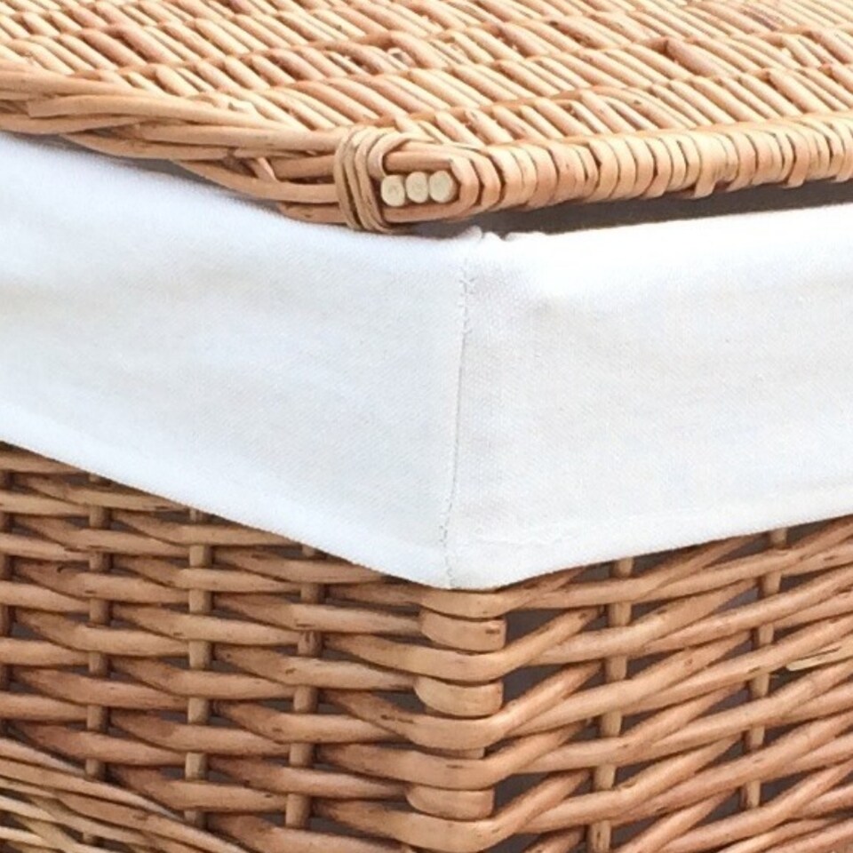 image 1 of White Lining Light Steamed Large Square Laundry Wicker Basket | White | White