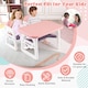 image 5 of COSTWAY 3-Piece Kids Table and Chairs Set with Rack Pink