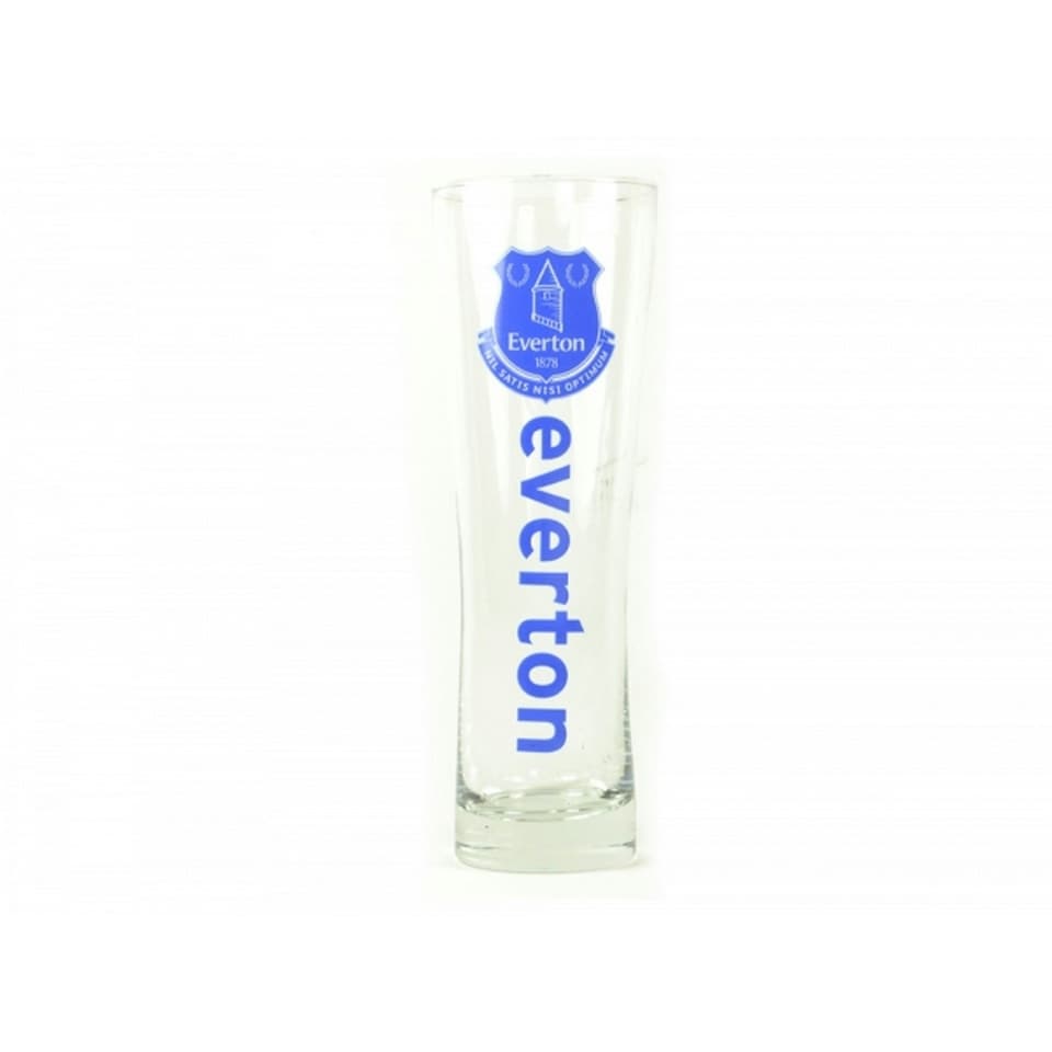 Everton FC Official Football Wordmark Tall Pint Glass - Clear/Blue - One Size