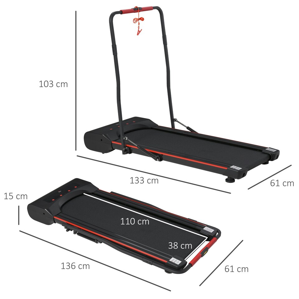 image 1 of HOMCOM Walking Machine w/ LED Display & Remote Control Exercise Jogging Fitness