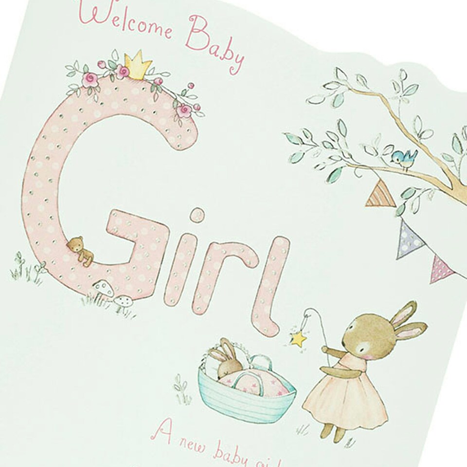 image 1 of Girl Birth Congratulations Card - Cute Animals