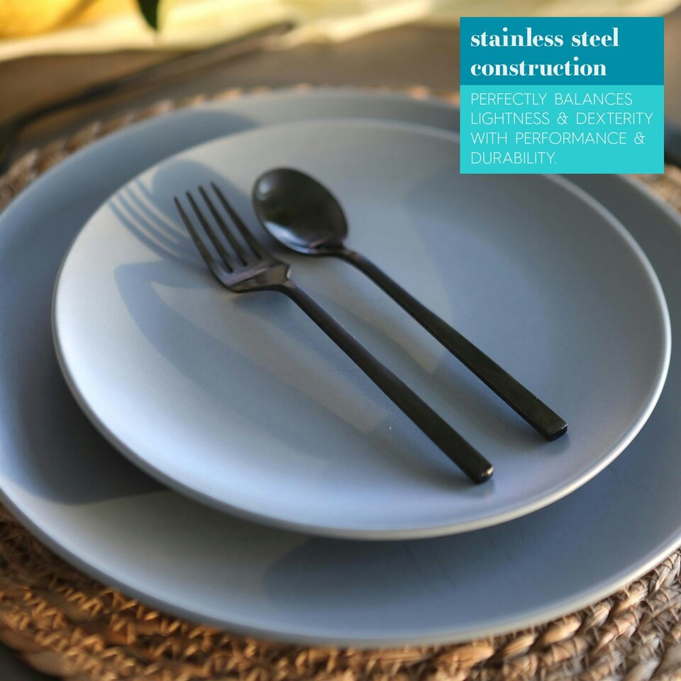 image 1 of Argon Tableware Stainless Steel Teaspoons - 14.5cm - Black - Pack of 4