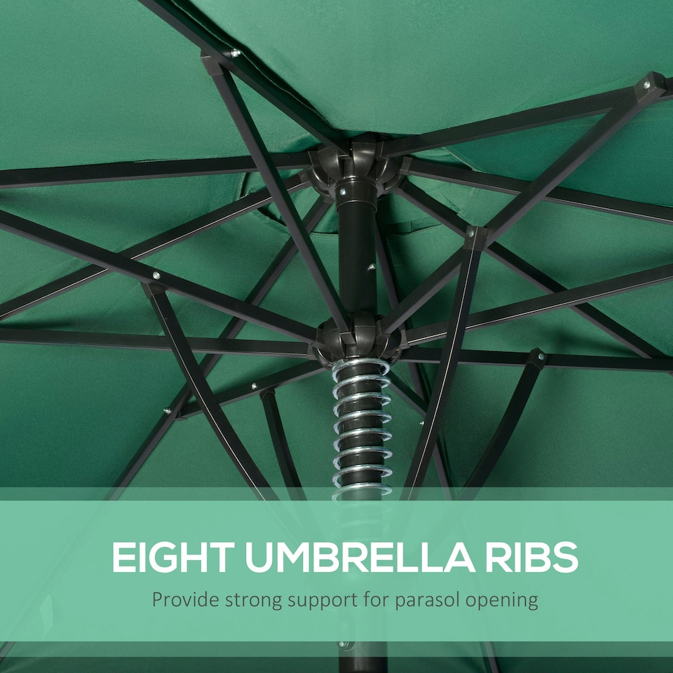 image 1 of Outsunny Outdoor Market Table 3(m) Parasol Umbrella Sun Shade with 8 Ribs, Green