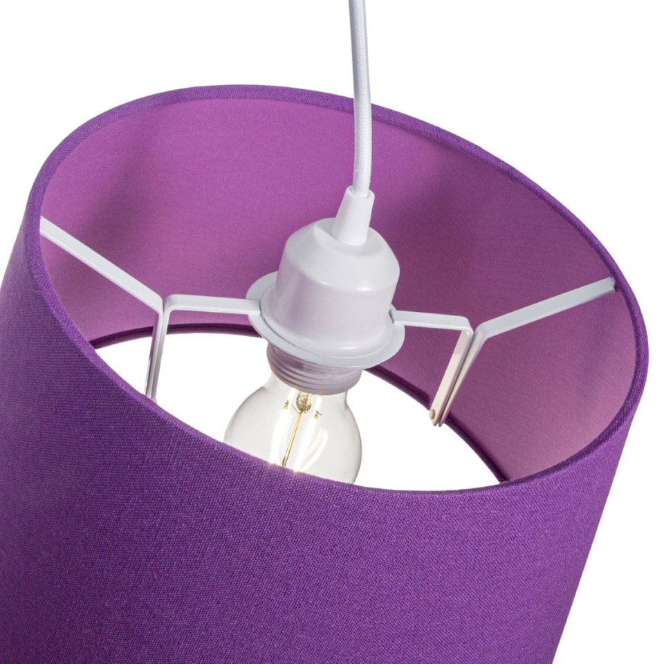 image 1 of Traditional 30cm Purple Linen Fabric Drum Table/Pendant Shade 60w Maximum | Purple | Purple | 1