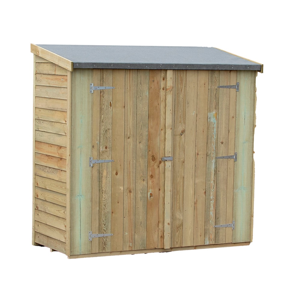 image 1 of Overlap 6 x 3 Feet Pressure Treated Pent Shed Double Door | Brown