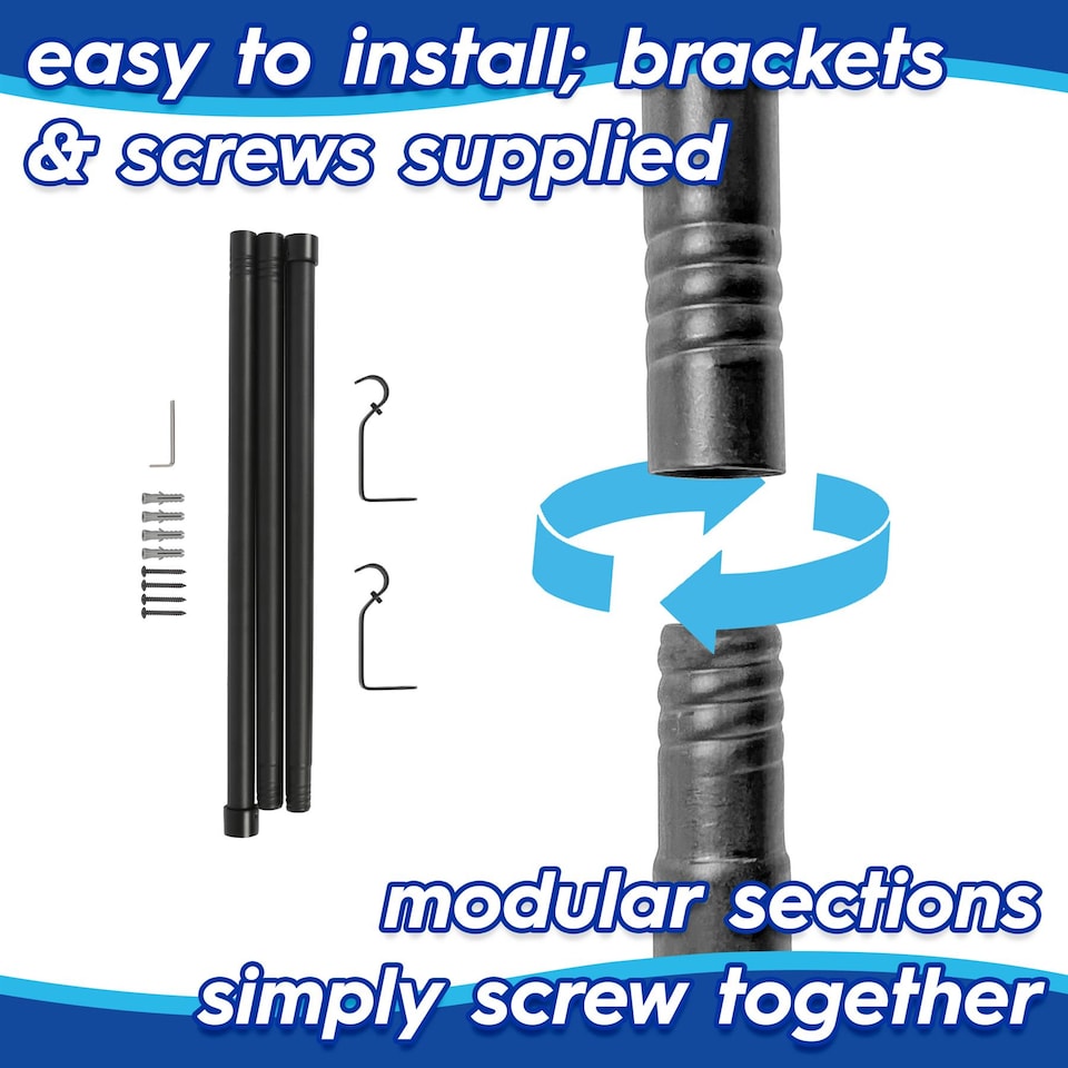 image 1 of Harbour Housewares Extendable Metal Curtain Pole Kit - 83 to 120cm - Matt Black