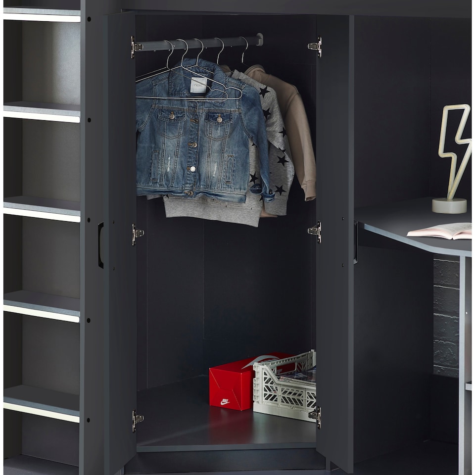 image 1 of Hercules 90cm Single Anthracite Black Highsleeper Loft Bed with Desk