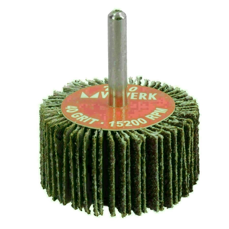 image 1 of 40 Grit 50mm Flap Wheel Disc Abrasive Sanding Pads For Drills 6mm Shank 10 Pack