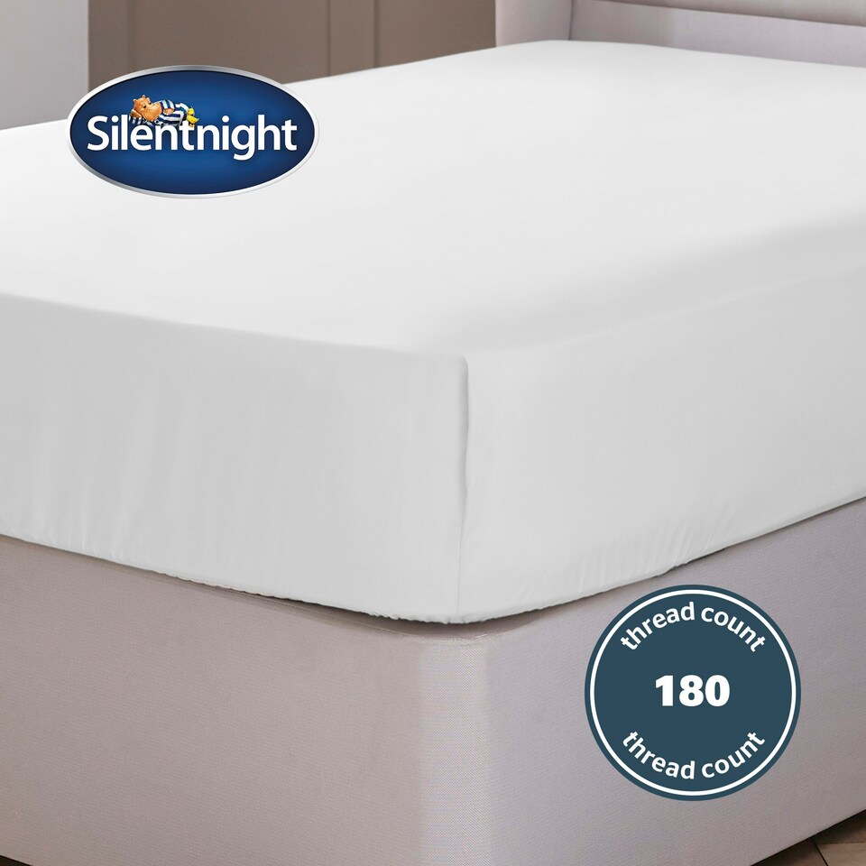 image 1 of Silentnight Pure Cotton Fitted Sheet, Extra Deep, 38 cm, White, Single