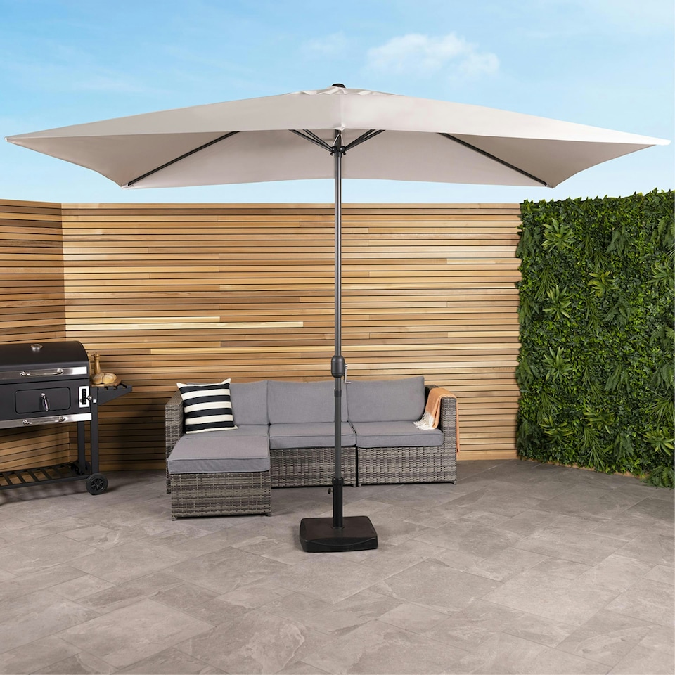 image 1 of Charles Bentley 3m x 2m Rectangular Outdoor Garden Umbrella - Light Grey