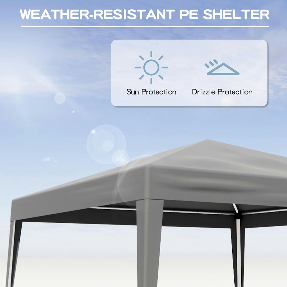 image 1 of Alivio 3 x 3m Patio Pop Up Gazebo, Outdoor Party Wedding Tent Canopy (Grey)