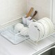 image 4 of Living and Home Kitchen 2 Tier Metal Dish Drainer Rack Sink Washing Plates Draining Board White