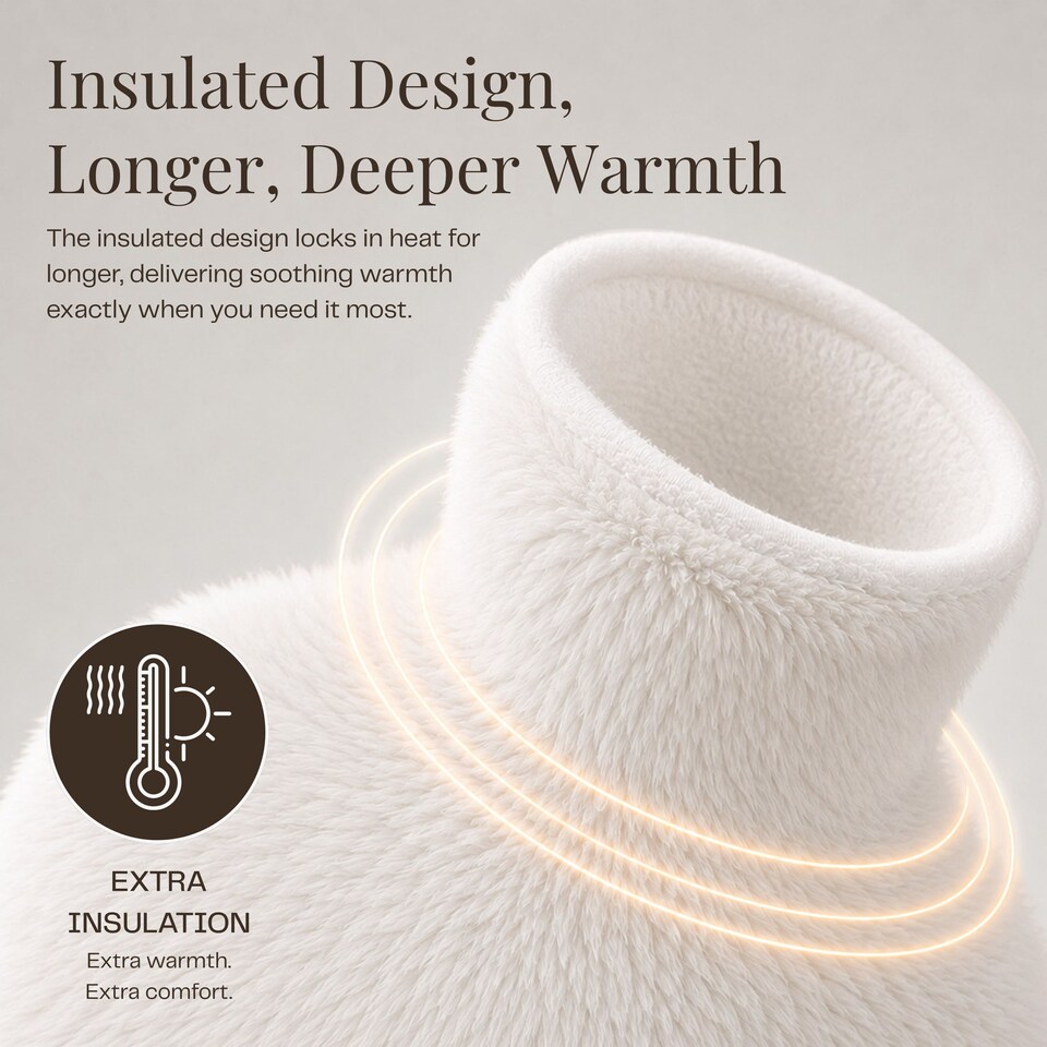 image 1 of 2L Hot Water Bottle - Luxury, Soft and Washable Hot Water Bag for Hot and Cold Compress