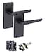 image 2 of Golden Grace 6 Pairs Victorian Straight Handle Latch Door Handles in Matt Black with 3" Ball Bearing Hinges & Latches, 6 Set - 120mm x 40mm Backplate | Black | 6 Set