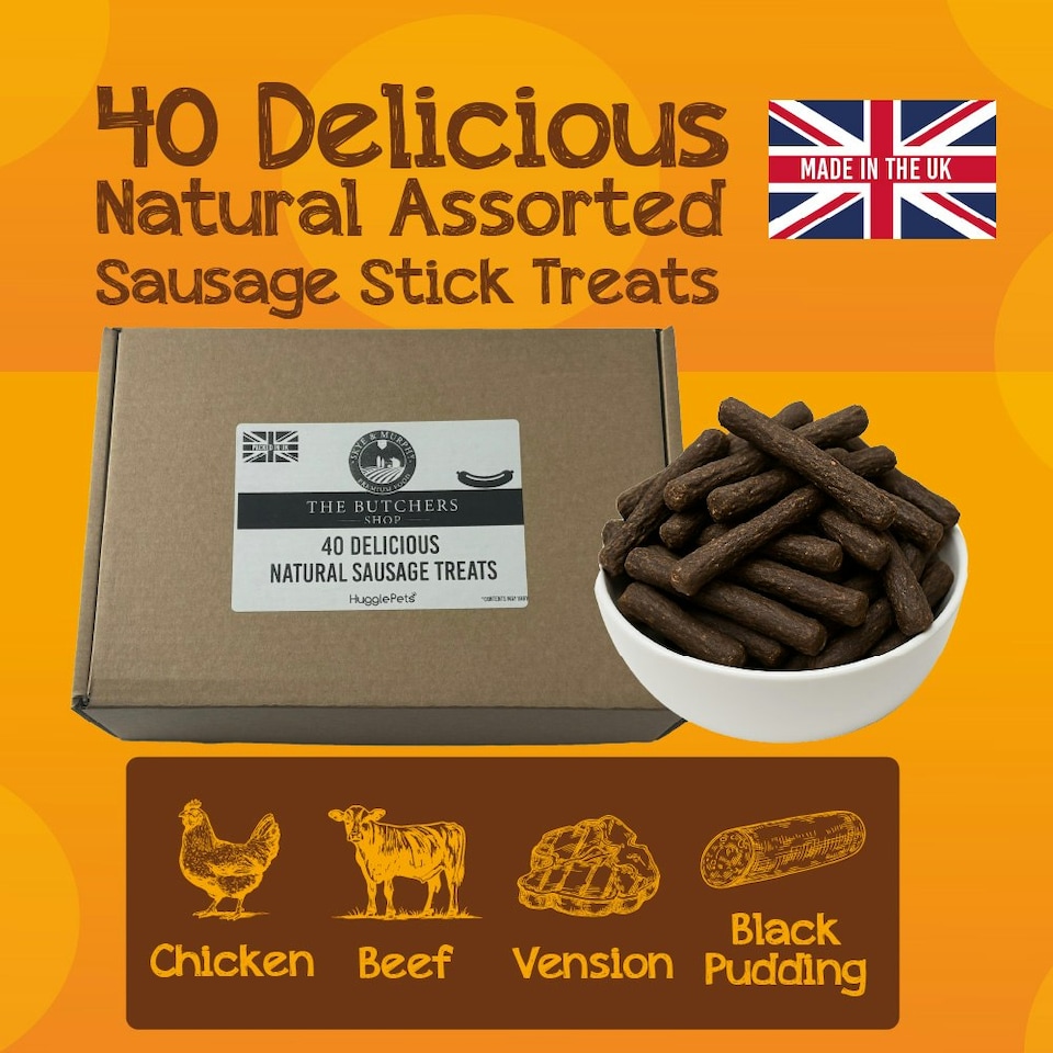 image 1 of HugglePets Assorted Natural Sausage Sticks Dog Treat Box (40 pcs)