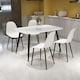 image 1 of Aspen Tapered Legs Rectangular Dining Table and 4 Curve Plastic Seat Chairs with Metal Legs - White - Flat Packed White