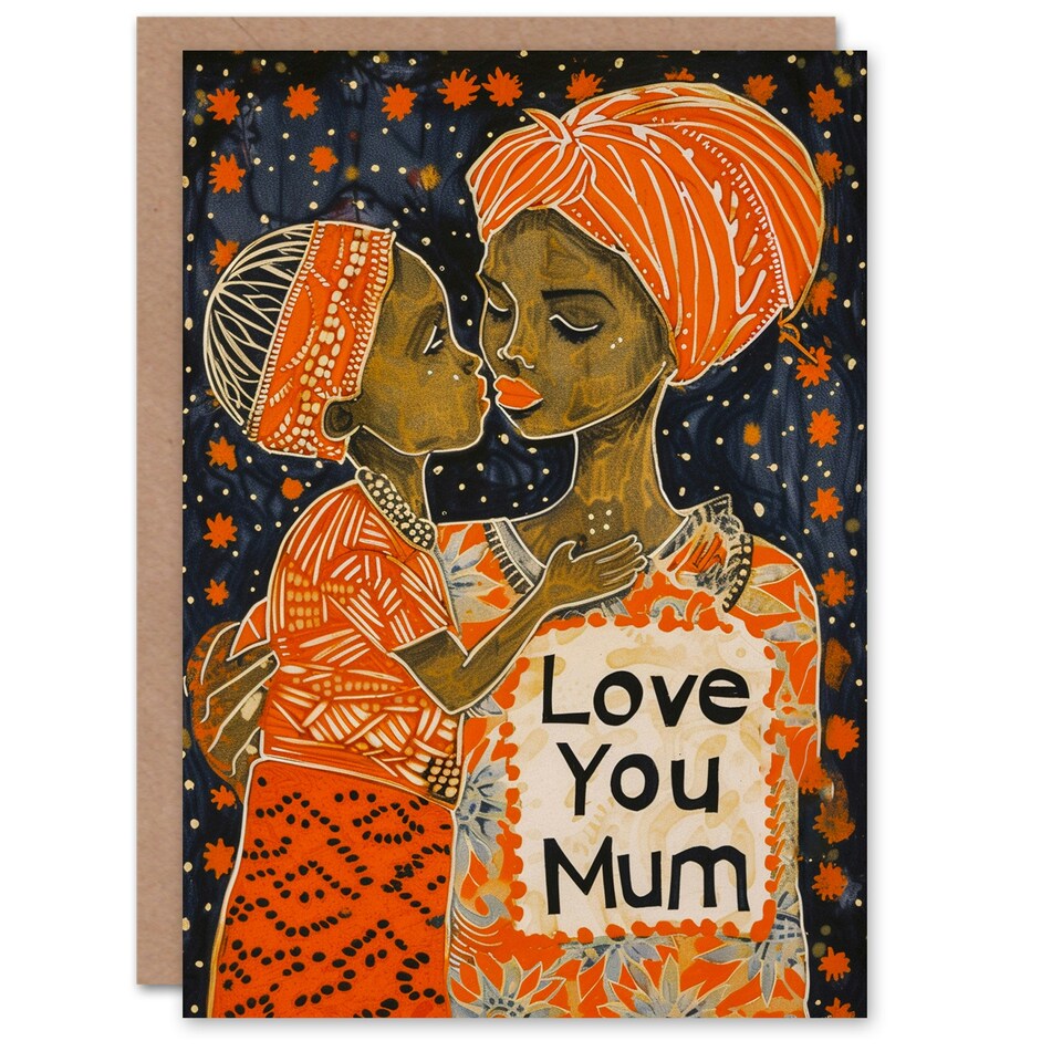 image 1 of Mothers Day Card Love You Kiss Folk Mum Card