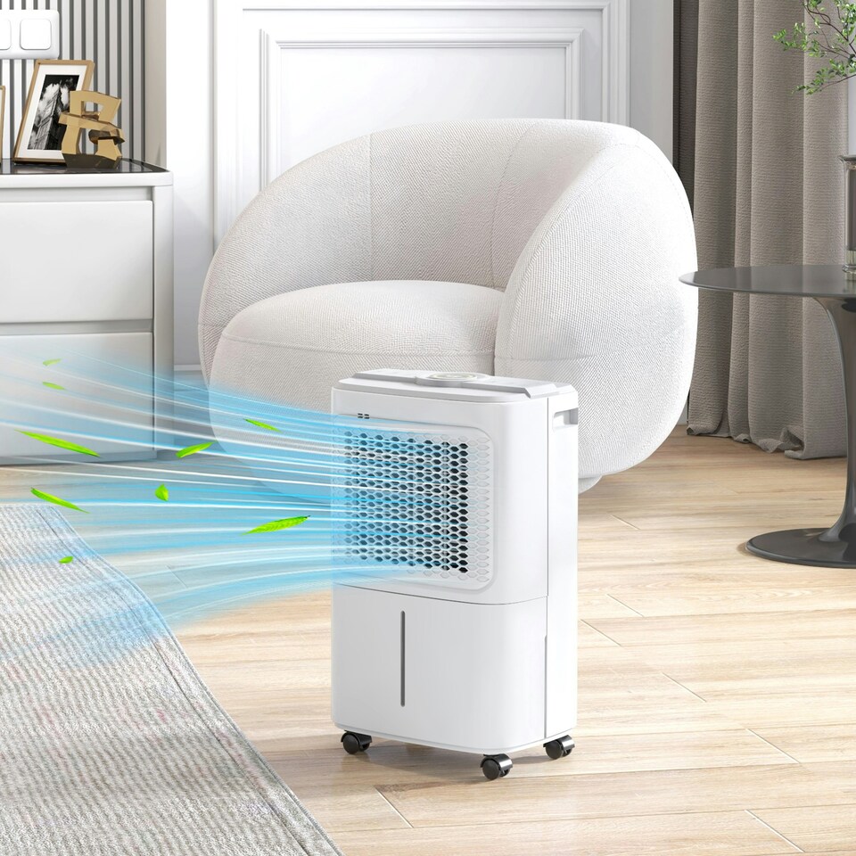 image 1 of HOMCOM 12L/Day Small Dehumidifier for Home Damp, with Humidity Light