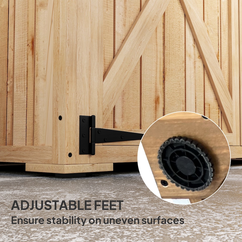 image 1 of Outsunny Wooden Garden Storage Shed, Tool Storage Cabinet with Asphalt Roof and 2 Shelves for Garden Tools, Equipment, Outdoor Tool Shed with Double Doors, Natural