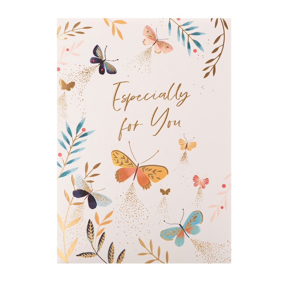 image 1 of Birthday Card - Butterflies & Leaves