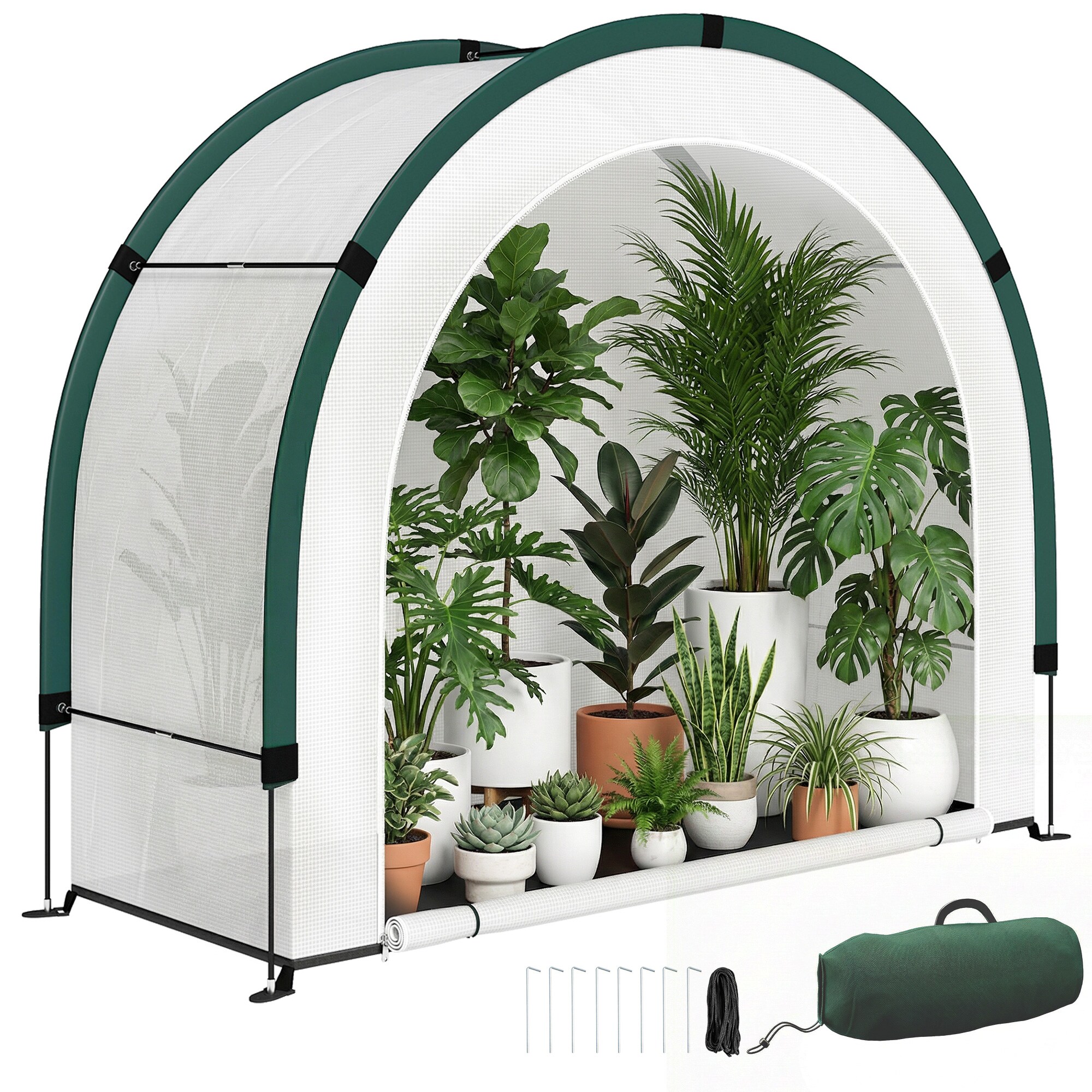 Outsunny Foldable Small Greenhouse, Portable Green House with