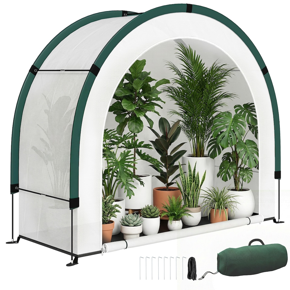 image 1 of Outsunny Foldable Small Greenhouse, Mini Greenhouse with PE Base, Green | Green | Green