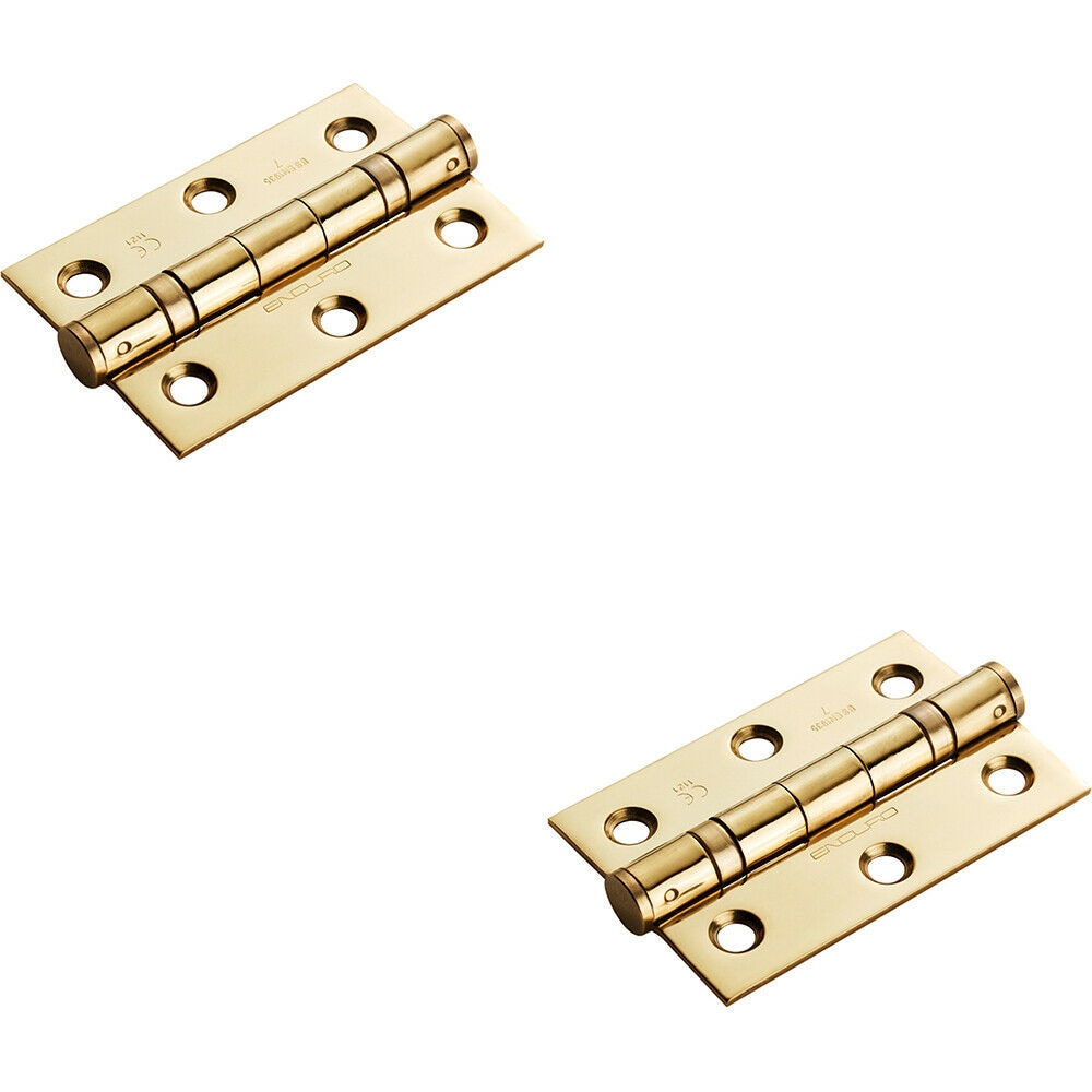 Loops 2x PAIR 76 x 51 x 2mm 7 Ball Bearing Hinge Stainless Brass Interior Door in Metallics