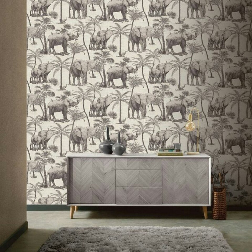 image 1 of Arthouse Safari Elephant Wallpaper - Grey - 32.8ft x 21in Grey