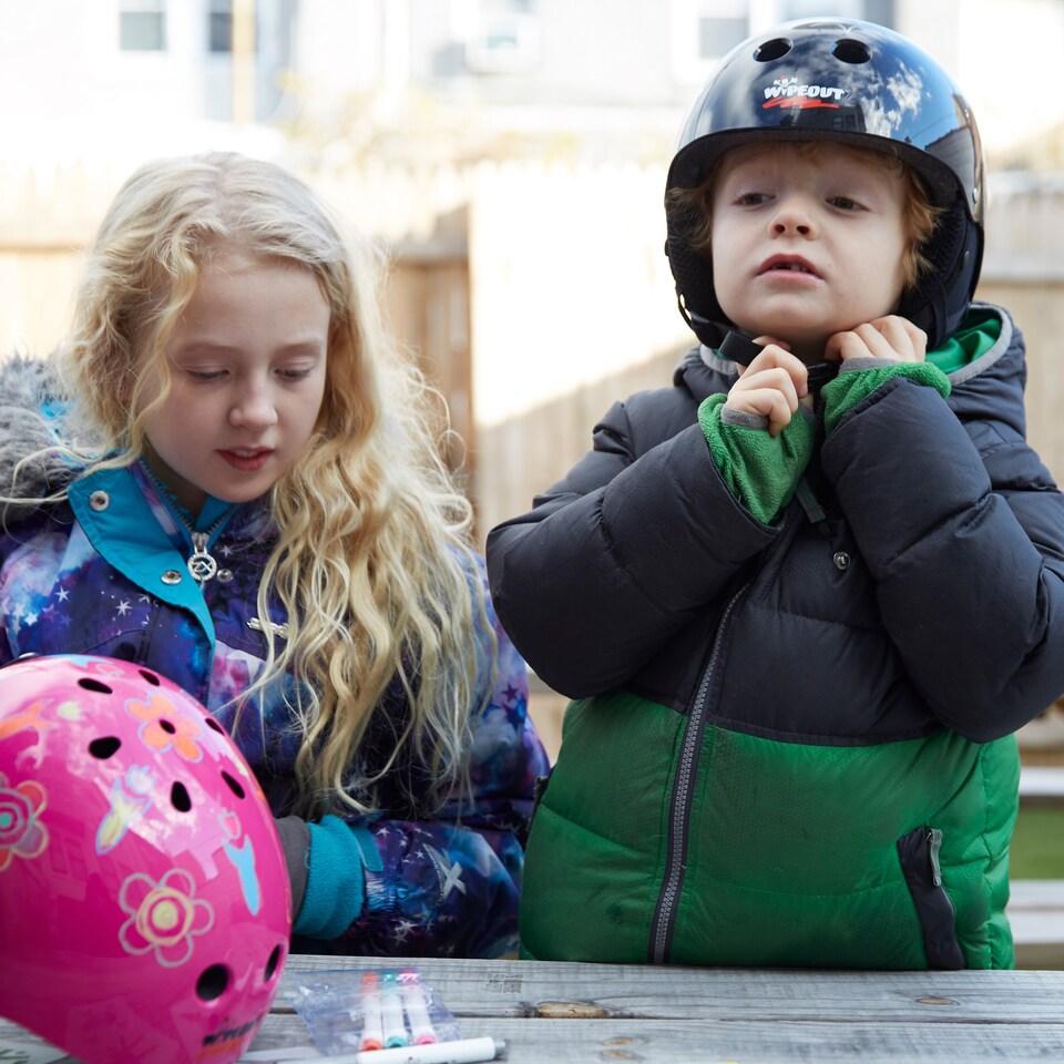 image 1 of Wipeout Dry Erase Kids Cycling Helmet - Black Gloss 5+