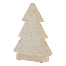 Hill Interiors White Wash Collection Wooden Patterned Tree Decoration - Brown/White - 43cm x 6cm x 32cm