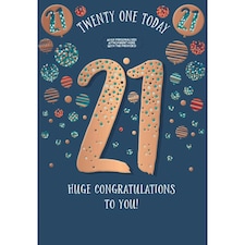 Words 'n' Wishes Traditional Age 21 Birthday Card for a Male, Boys Birthday Card 21st Birthday, Multi-Coloured 23.5 x 16.5 cms