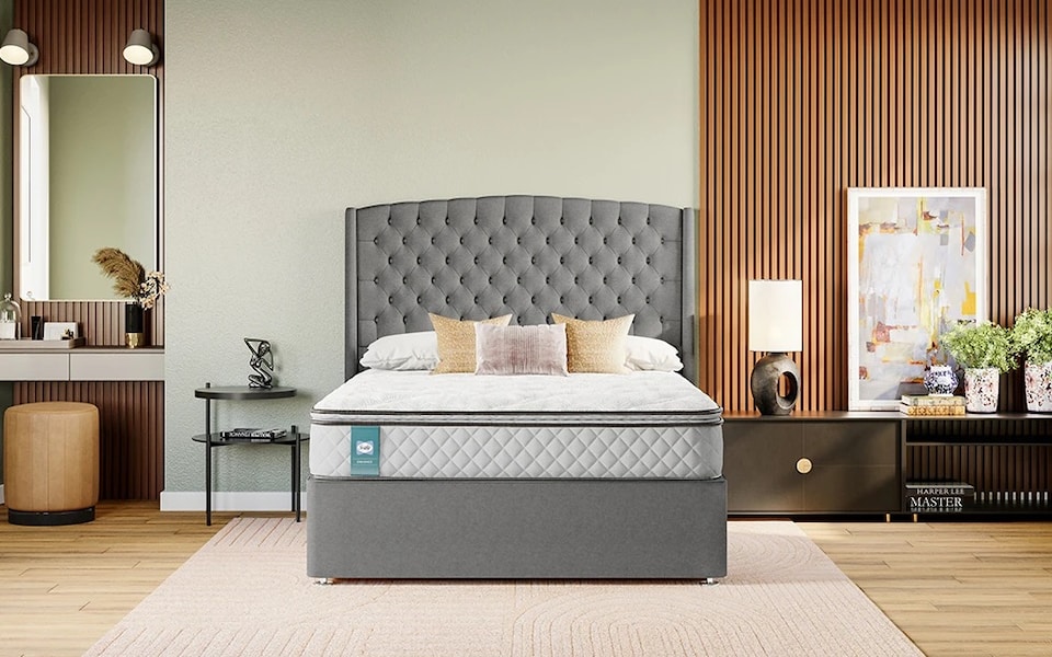 image 1 of Sealy Blakemere Geltex Enhance 1800 Pocket Pillow Top Mattress Superking | White | Super King | 1