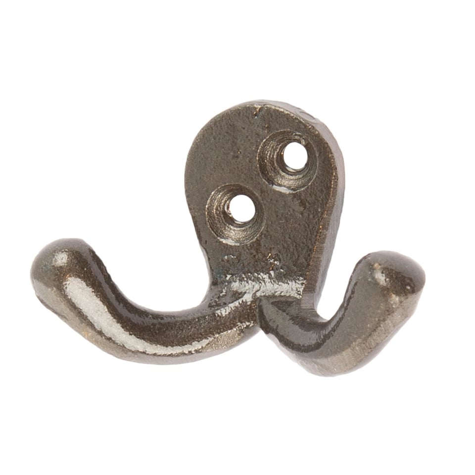 image 1 of Hammer & Tongs Double Coat Hook - W50mm x H35mm - Raw | Grey | Raw | One Size