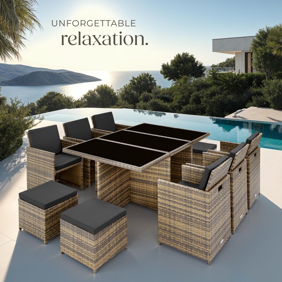 image 1 of Garden Table and Chairs New York - 10 seats with cushions, dining table, rain cover | Brown | nature | 1