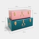 image 5 of BTFY Set of 2 Pink & Teal Stainless Steel Storage Trunks