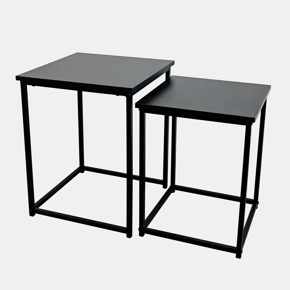 image 1 of OHS 2 Piece Wood Top Modern Home Decor Side End Coffee Nest Of Tables White | Marble
