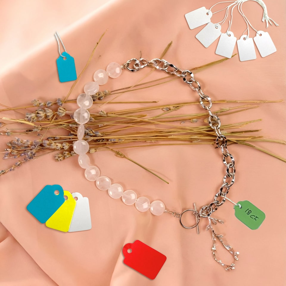 image 1 of Pack of 200 Small White Strung Tags 13 x 20mm