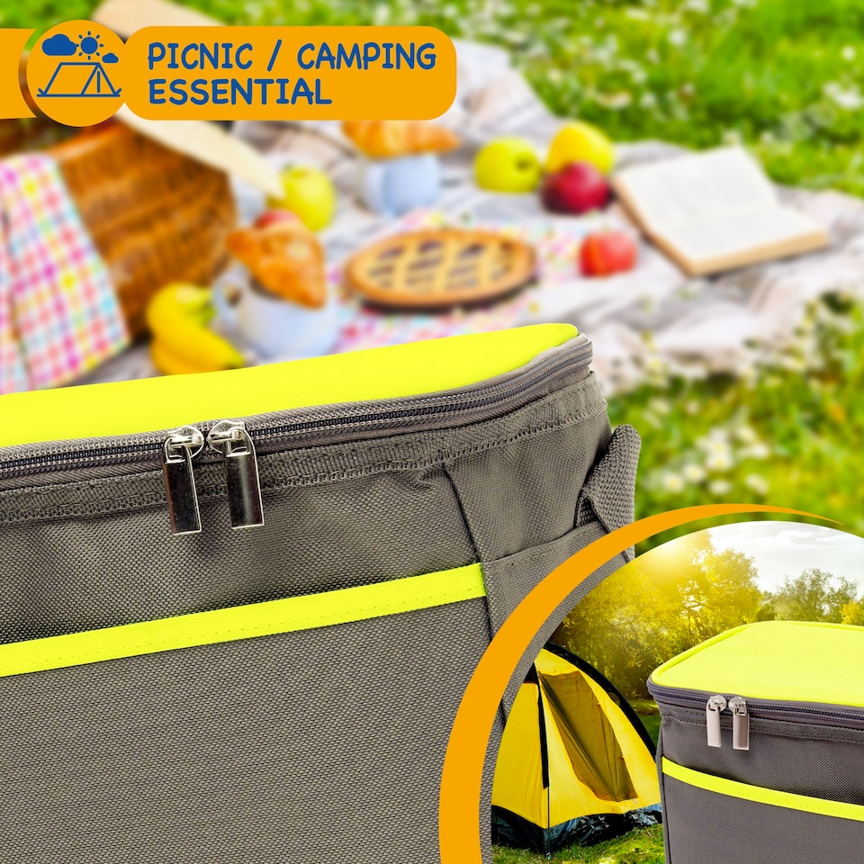 image 1 of SUNMER 9L Cooler Bag with Adjustable Shoulder Strap - Grey & Lime