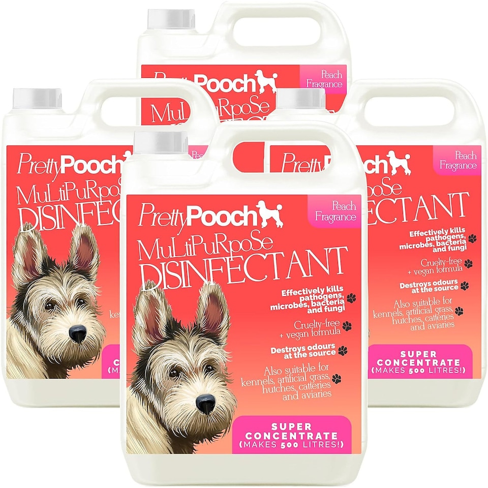 image 1 of Pretty Pooch Multipurpose Disinfectant - Cleaner, Sanitiser, Deodoriser - Concentrated Formula - Peach 5L x4