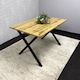 image 3 of Wooden Brown Dining Table with 2 Black Velvet Padded Benches, Stylish Dining Room Furniture