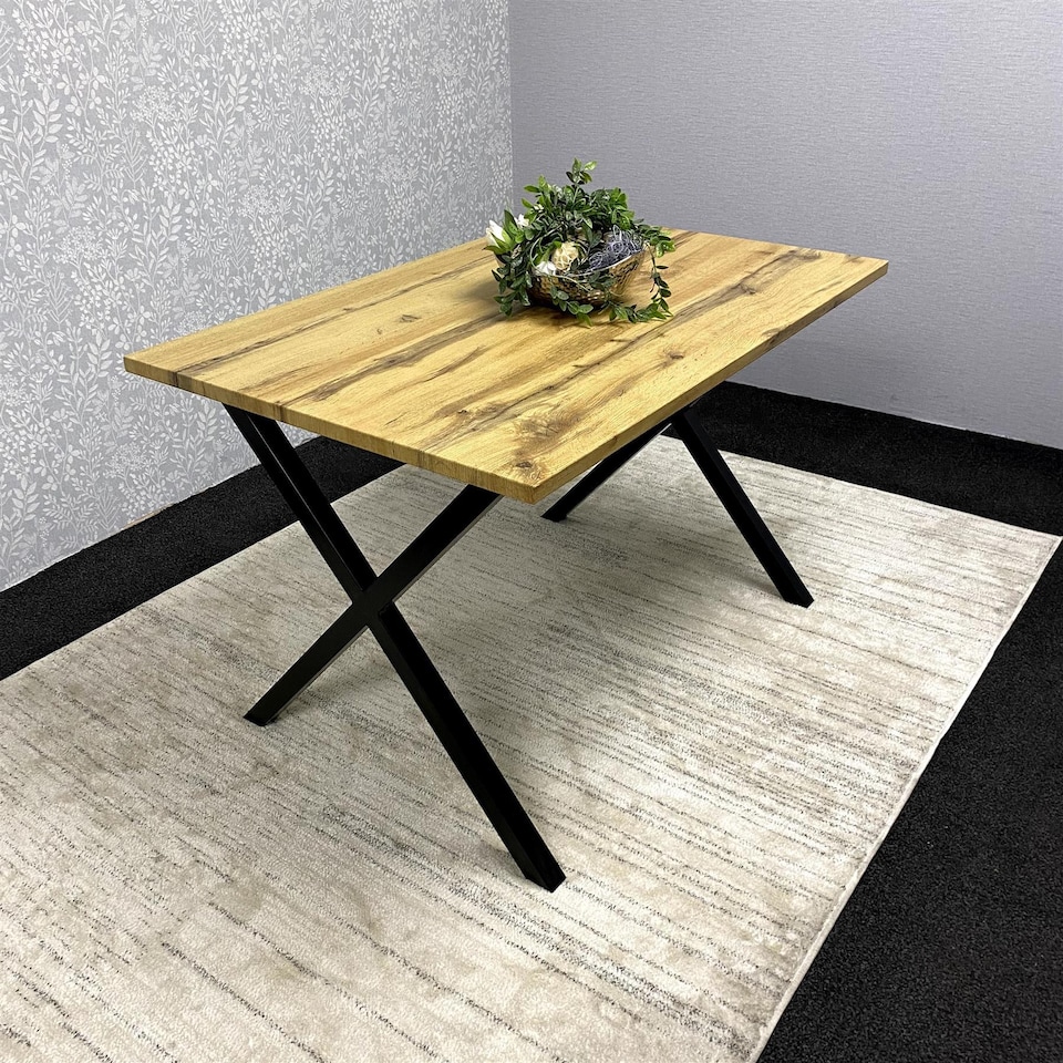 image 1 of Wooden Brown Dining Table with 2 Black Velvet Padded Benches, Stylish Dining Room Furniture