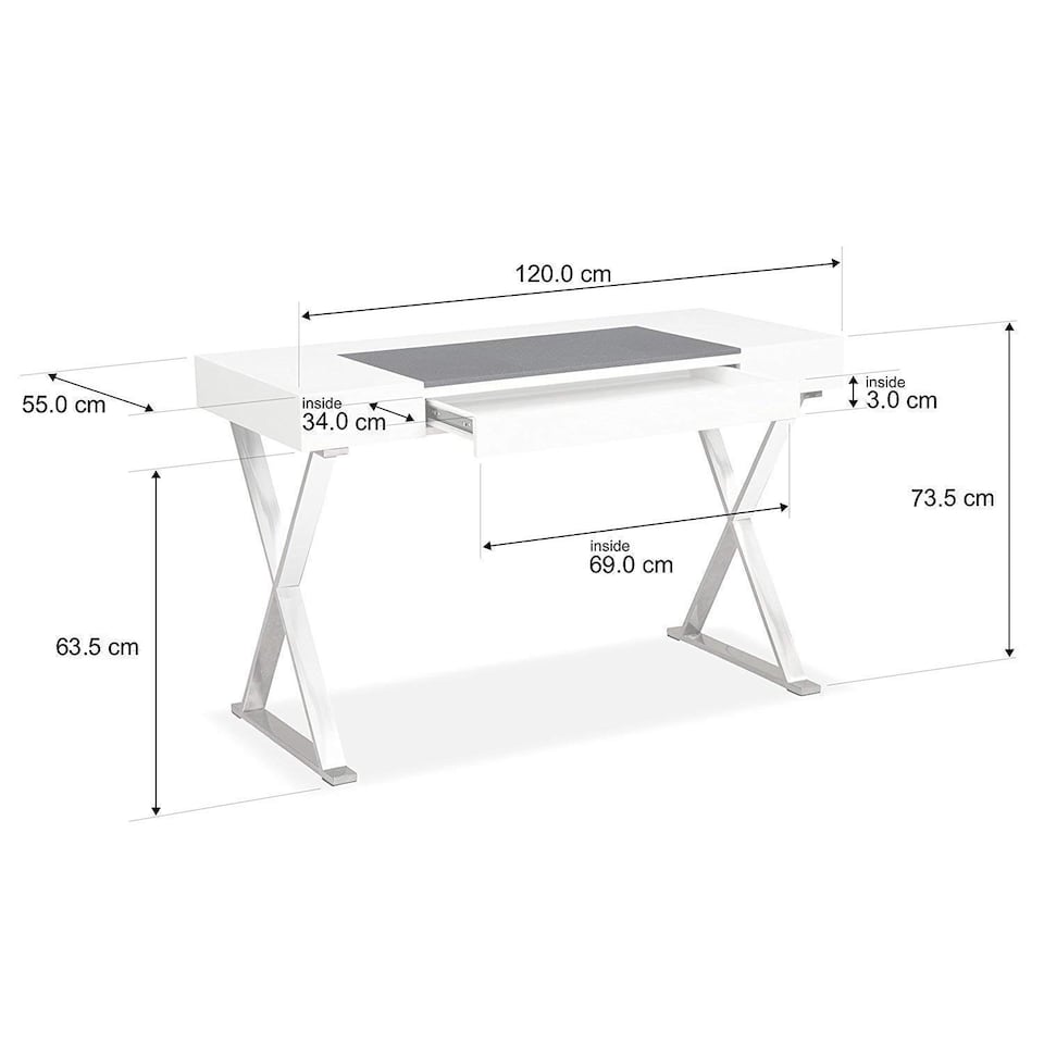 image 1 of Centurion Supports ADONIS Gloss White and Chrome Ergonomic Home Office Luxury Computer Desk | White | White | 1